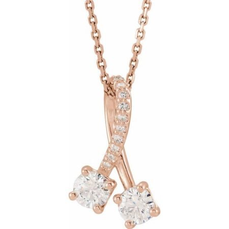 14k Rose 1/2 Ctw Natural Diamond 16-18' Necklace