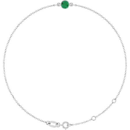 14k White Lab-grown Emerald 6 1/2-7 1/2' Bracelet