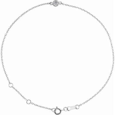 Platinum Natural White Sapphire Bezel-set Solitaire 6 1/2-7 1/2' Bracelet