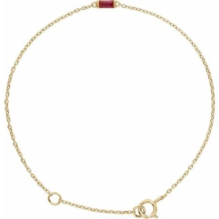 14k Yellow Straight Baguette Natural Ruby 6 1/2-7 1/2' Bracelet