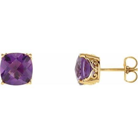 14k Yellow Natural Amethyst Earrings