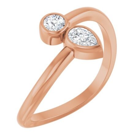 14k Rose 1/4 Ctw Natural Diamond Two-stone Bypass Ring