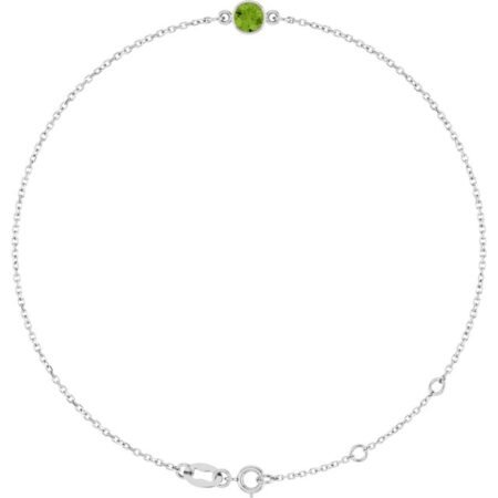 14k White Natural Peridot 6 1/2-7 1/2' Bracelet