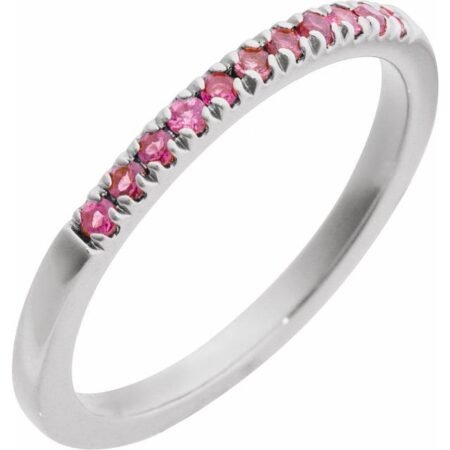 14k White Natural Pink Tourmaline Stackable Ring