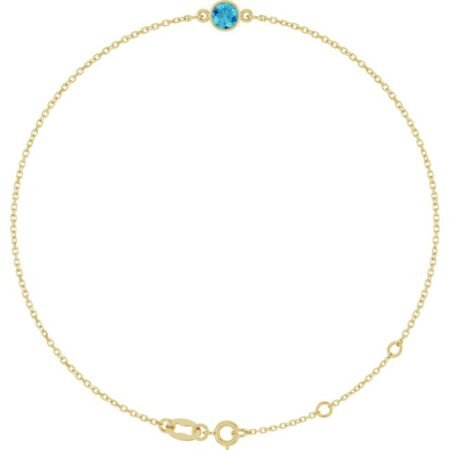 14k Yellow Natural Blue Zircon 6 1/2-7 1/2' Bracelet