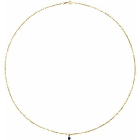 14k Yellow Natural Blue Sapphire 16' Necklace