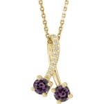 14k Yellow Lab-grown Alexandrite & .05 Ctw Natural Diamond 16-18' Necklace