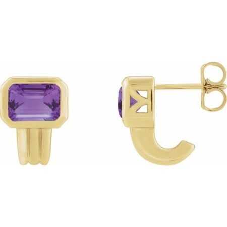 14k Yellow Natural Amethyst Earrings