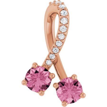 14k Rose Natural Pink Tourmaline & .05 Ctw Natural Diamond Pendant