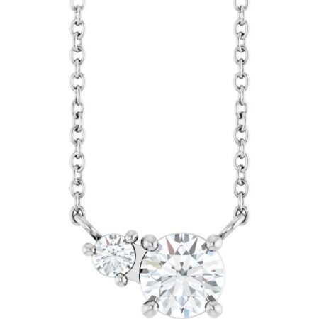 Sterling Silver Lab-grown Moissanite & .06 Ct Natural Diamond 18' Necklace