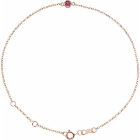 14k Rose Natural Pink Tourmaline Bezel-set Solitaire 6 1/2-7 1/2' Bracelet