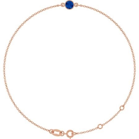 14k Rose Lab-grown Blue Sapphire 6 1/2-7 1/2' Bracelet