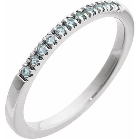 14k White Natural Aquamarine Stackable Ring