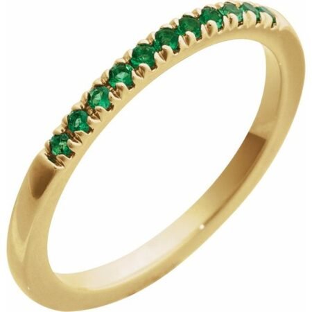 14k Yellow Lab-grown Emerald Stackable Ring