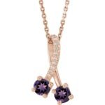 14k Rose Natural Amethyst & .05 Ctw Natural Diamond 16-18' Necklace