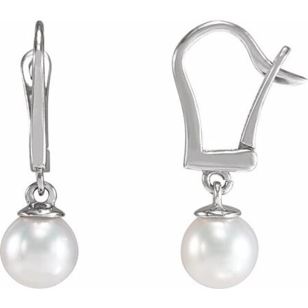 14k White Cultured White Freshwater Pearl Earrings