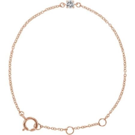 14k Rose Imitation White Sapphire Youth Birthstone 4 1/2-5 1/2' Bracelet
