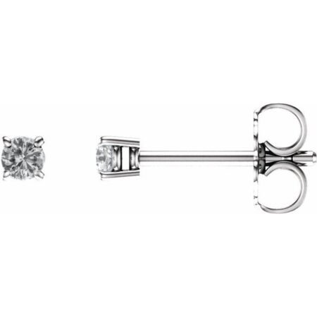 14k White 2.5 Mm Natural White Sapphire Earrings