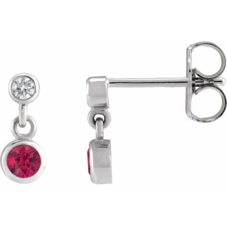 Platinum Natural Ruby & .05 Ctw Natural Diamond Two-stone Earrings
