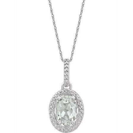 Sterling Silver Lab-grown White Sapphire & .01 Ctw Natural Diamond 18' Necklace