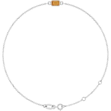 14k White Natural Citrine 6 1/2-7 1/2' Bracelet