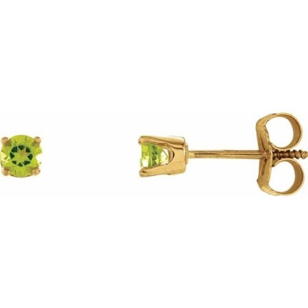 14k Yellow Imitation Peridot Youth Earrings