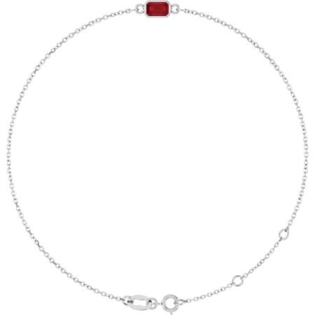 14k White Lab-grown Ruby 6 1/2-7 1/2' Bracelet
