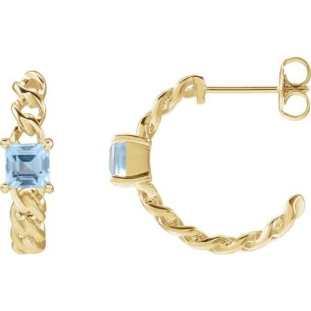 14k Yellow Natural Sky Blue Topaz Earrings