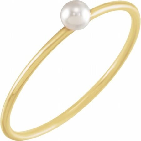 14k Yellow Imitation Pearl Stackable Ring
