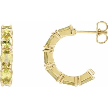14k Yellow Natural Peridot 18.2 Mm Hoop Earrings
