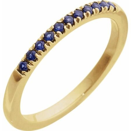 14k Yellow Lab-grown Blue Sapphire Stackable Ring