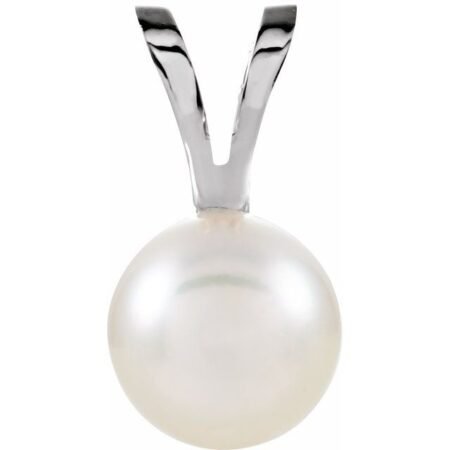 14k White Cultured White Akoya Pearl Pendant