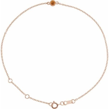 14k Rose Natural Citrine Bezel-set Solitaire 6 1/2-7 1/2' Bracelet
