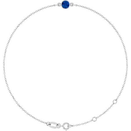 14k White Natural Blue Sapphire 6 1/2-7 1/2' Bracelet