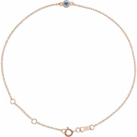 14k Rose Natural Aquamarine Bezel-set Solitaire 6 1/2-7 1/2' Bracelet