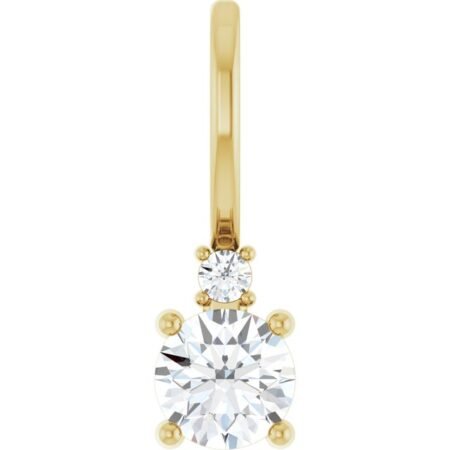 14k Yellow Natural White Sapphire & .015 Ct Natural Diamond Charm/pendant
