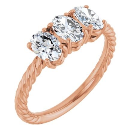 14k Rose 3 Ctw Lab-grown Diamond Three-stone Ring