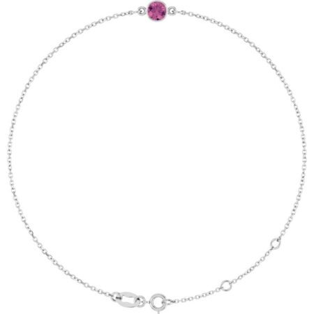 14k White Natural Pink Tourmaline 6 1/2-7 1/2' Bracelet