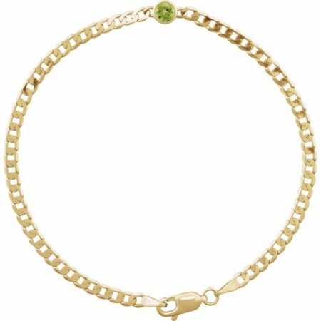14k Yellow Natural Peridot Link 7' Bracelet