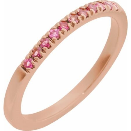 14k Rose Natural Pink Tourmaline Stackable Ring