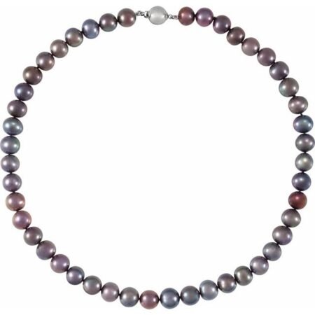 Sterling Silver Cultured Black Freshwater Pearl 18' Necklace