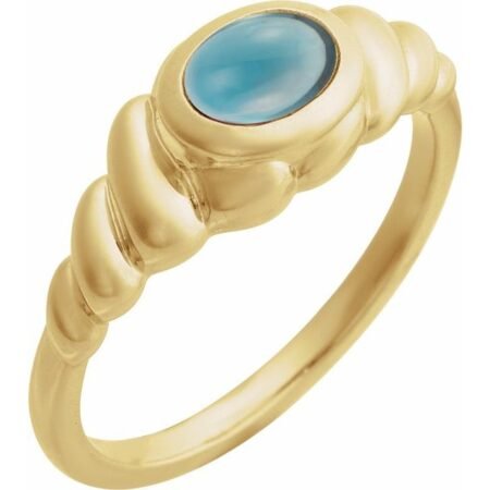 14k Yellow Natural London Blue Topaz Ring