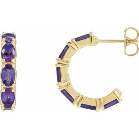 14k Yellow Natural Amethyst 18.2 Mm Hoop Earrings
