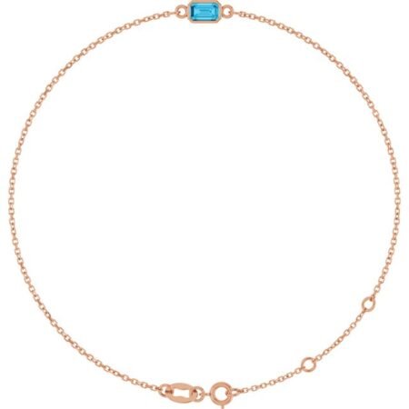 14k Rose Natural Aquamarine 6 1/2-7 1/2' Bracelet