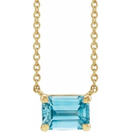 14k Yellow Natural Blue Zircon 18' Necklace