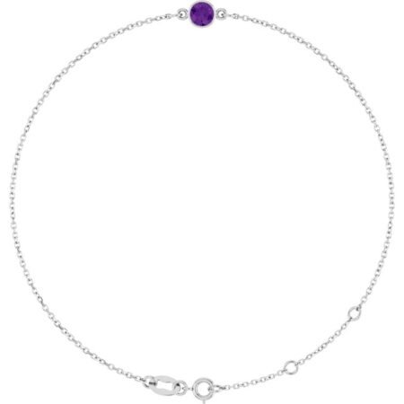 14k White Natural Amethyst 6 1/2-7 1/2' Bracelet