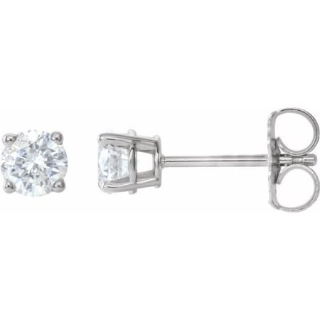 Sterling Silver 4.5 Mm Imitation White Cubic Zirconia Earrings
