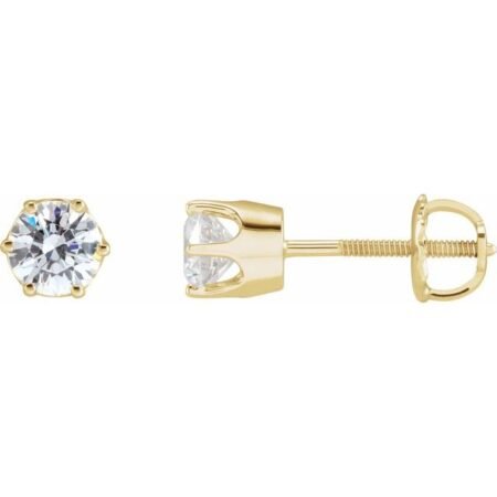 14k Yellow 4.4 Mm Imitation White Cubic Zirconia Stud Earrings
