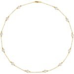14k Yellow Cultured White Freshwater Pearl & Bead 12-station 18' Necklace
