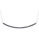 14k White Natural Blue Sapphire Bar 16-18' Necklace